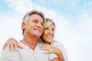 Portrait of a happy romantic couple outdoors.